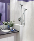 Icon Chrome One-Function Showerhead With Five Seven Eighths Inch Diameter Full Spray, 2.5 GPM, easy install in modern bathroom