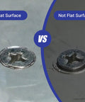 Comparison of a flat surface and a not flat surface with countersunk screw heads using Pro Grade Countersink Drill Bit Set 1/4 To 3/4 Inch.