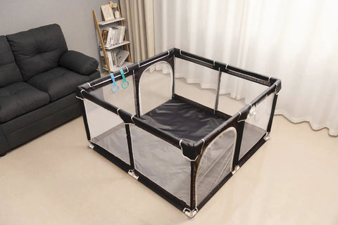 50x50 Inch Baby Playpen Play Yard Indoor Outdoor Gate for Toddlers and Babies, all view mesh design, waterproof Oxford cloth.