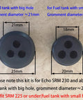 Comparison of 3 Hole Fuel Line Gas Tank Grommet 21mm ID Replacement for Trimmer and Power Blower vs incorrect size