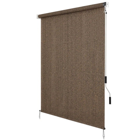 Outdoor Cordless Roller Sun Shade 6 Foot Wide By 8 Foot High Mocha For Patio Porch Pergola Balcony Backyard Privacy With 90 Percent UV Protection