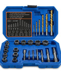 3 In 1 Bolt Extractor Kit With Left Hand Drill Bits And Screw Extractors For Damaged Stripped Lug Nuts Bolts And Screws in blue case