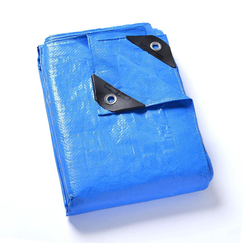 Folded Blue Waterproof Tarp 12x16 Feet Polyethylene Cover 5 Mil Lightweight Multi Purpose Outdoor Tarp Sheet 2 Pack With Heat Sealed Seams And Rustproof Grommets