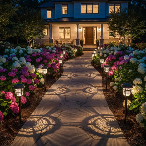 Solar Pathway Lights Outdoor Waterproof IP65 No Fuss Dual Lighting Modes Warm White And Cool White LED Garden Lights For Yard Landscape Walkway Driveway Lawn Decor Glass Finish