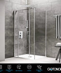 Modern bathroom with All In One Ceiling Mount Shower System With 12 Inch Rainfall Showerhead And Handheld Sprayer, Chrome Finish.
