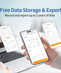 4G Cellular Temperature And Humidity Monitor For RVs And Homes With Preinstalled Global SIM No WiFi Needed Real Time Climate Tracking For Pets And Home Safety Off The Grid app screens with data export