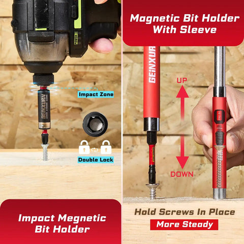 Tools demonstrating Ultimate Home DIY 58 Piece Screwdriver Set With 53 Magnetic Impact Bits And Case From Geinxurn in use