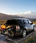 600LBS Motorcycle Carrier Hitch Mounted Rack With Loading Ramp Wheel Chock And Straps Beefy Heavy Duty Steel Hauler for SUV carrying bike