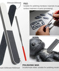 Polishing bars and file from 11 Piece Model Tools Kit For Hobbyists And Model Builders Pro Grade Craft Set shown in use