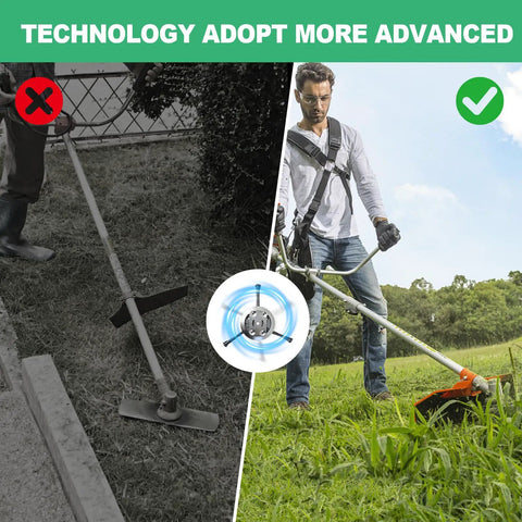 Comparison of old and new technology with 6 Inch Steel Wire Weeding Knife Trimming Head Replacement For Cordless Weed Wacker.
