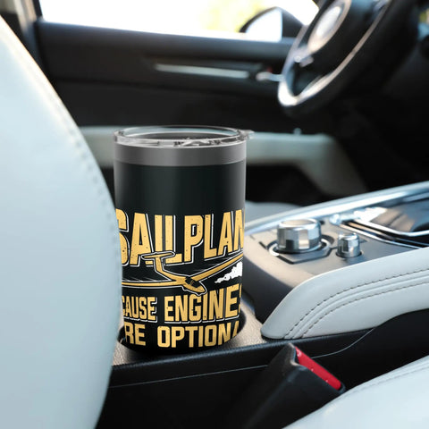 Soaring Sailplane Pilot Glider Enthusiast Stainless Steel Insulated Tumbler in car console for Aviation Fans Gift Idea