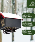 Double Upside Down Suet Feeder With Weatherproof Roof All Metal Outdoor Hanging Bird Feeder with woodpecker feeding