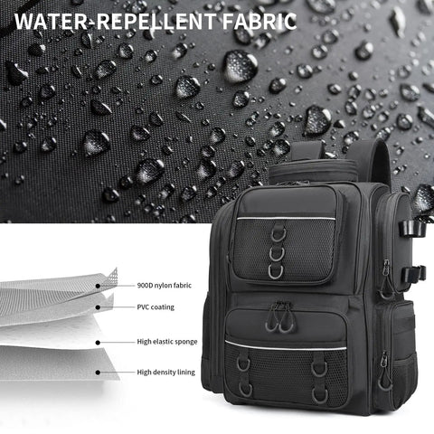 All Weather Fishing Backpack With Rod Holders And Tackle Storage, Heavy Duty Waterproof Oxford Bag With Side Pockets detail