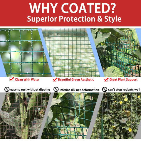 Benefits of Beefed Up Hardware Cloth One Half Inch Mesh 48 Inch Wide 100 Foot Long Vinyl PVC Coated Welded Wire Mesh for garden use