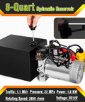 12V Hydraulic Pump For Dump Trailers And Car Lifting, Double Acting Electric Power Unit, 8-Quart Capacity, side view