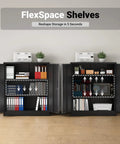 Heavy Duty Metal Storage Cabinet With Locking Doors And Adjustable Shelves, 36 Inch Tall Steel Cabinet, black finish, office use