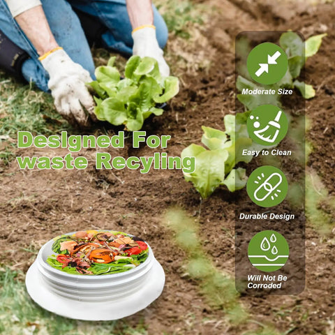 Low Fuss Mini In Ground Worm Farm Compost Bin With Holes And Lid For Easy Vermicomposting shown with garden bed