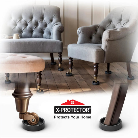 2-Inch Caster Cup Set, 8-Pack Round Furniture Coasters, Non Skid Rubber Pads For Tables, Beds And Furniture, installed
