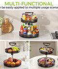 2-Tier Lazy Susan with 360 Degree Rotation Height Adjustable Turntable Organizer Rack for spice jars, dark gray on counter
