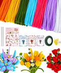 800 Pieces Pipe Cleaners Flower Kit For DIY Crafts With 8 Color Thick Chenille Stems, greeting cards, floral wires, tape, stamens, glue.
