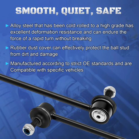 Front Sway Bar End Link Kit For Ford Escape EcoSport Fiesta RAV4 Mazda CX5 CX9 Tribute And More Durable Front Stabilizer Link Replacement Direct Bolt On Fit With Superior Bushings For Smoother Handling And Quieter Ride, carbon steel