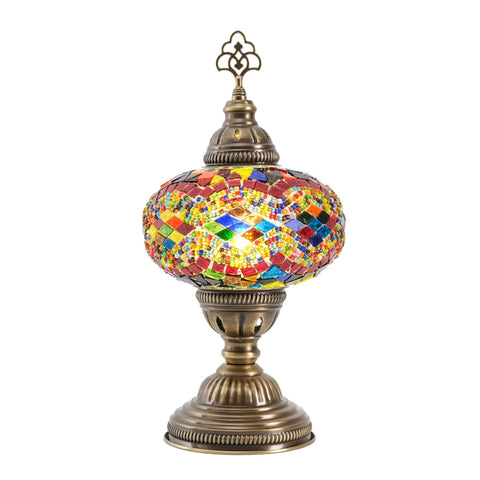 Colorful Moroccan Turkish Mosaic Glass Lamp For Bedside And Desk, Handmade Vintage Style Light With Colorful Glass Beads E12 Socket