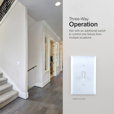 3-Way Grounding Toggle Switch In Wall On Off Fan And Light Replacement 15 Amp UL Listed White DIY Friendly For Home Office Kitchen Upgrade Easy Install For Repair Or Upgrade shown installed in modern home interior.