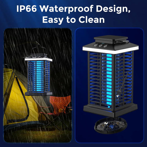 2 In 1 Bug Zapper With LED Night Light No Fuss Outdoor Mosquito Killer Portable Rechargeable 5000mAh Battery 4000V Electric Fly Zapper