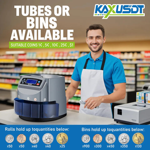 Premium Usd Coin Counter And Automatic Currency Sorting Machine With Fast Five Bin System and High Speed rolling capability in store setting.