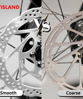 Comparison of smooth and coarse 160mm disc brake rotor with 6 bolts for MTB road BMX bikes vacuum coating
