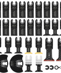 33 Piece Oscillating Tool Blades Set Hella Versatile Multi Tool Kit For Wood And Metal Bi Metal And Titanium with various blade sizes