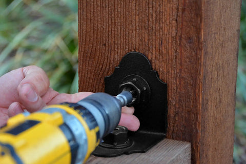 Installing 10 Pcs Aluminum Hex Cap Nuts And 10 Hex Cap Nut Plugs One And One Half Inch Decorative Covers on wood structure