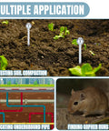 Diagram showing 14 Inch Stainless Steel Soil Sampler Probe For Lawn Garden Farm Deep Soil Sampling Heavy Duty Probe With Moisture Meter Compatibility Probing Tool For Underground Soil Testing Septic Tank Locating And Analysis used in various applications including soil compaction testing, underground pipe locating, and gopher run finding.