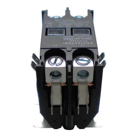 Heavy Duty 40 Amp 2 Pole AC Contactor With 24 Volt Coil, front view showcasing rugged construction and electrical terminals.