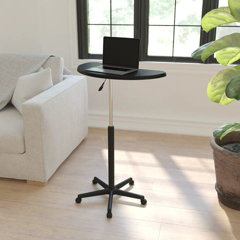 Sit To Stand Mobile Laptop Desk With Wheels For Flexible Work From Anywhere Height Adjustable Standing Computer Desk in living room