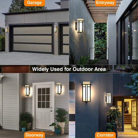 Outdoor Wall Light Modern Aluminum Exterior Lantern With Frosted Glass Weatherproof Wall Mount Fixture on house porch and garage