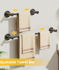 Adjustable Bronze 16 to 26 Inch Towel Bar Rack for Bathroom Wall Mounted Towel Holder Retractable Rod Hanger, Oil Rubbed Bronze