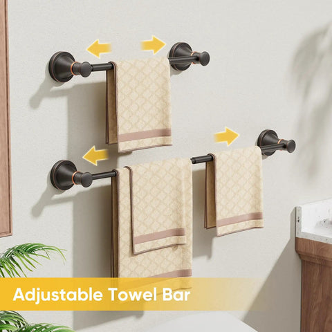 Adjustable Bronze 16 to 26 Inch Towel Bar Rack for Bathroom Wall Mounted Towel Holder Retractable Rod Hanger, Oil Rubbed Bronze