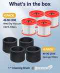 4 Pack 49-90-1900 HEPA Vacuum Filter Replacements For M18 And M12 Cordless Wet Dry Vacuums Fits 0880-20 0960-20 0960-21 0970