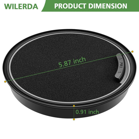 Replacement Vacuum Filter Kit With Inlet Frame And Sponge For Whirlwind Bagless Canister Vacuum Cleaner Models NEN110A NEN110B NEN110D, round filter dimensions shown at 5.87 x 0.91 inches