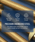 Heavy Duty Countertop Joint Connectors Kit with zinc-plated M8x100mm bolts showcasing precision engineering and rust resistance.