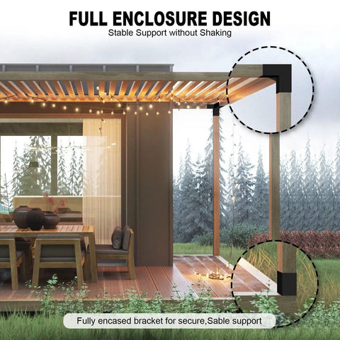 3 Way Pergola Brackets Kit For 4x4 Beams With Post Anchors, DIY Right Corner Wood Brackets For Patio Pergolas, Gazebos, And Log Cabins, Hardware Included, No Hassle Setup, 8 Pack, Heavy Duty Galvanized Steel With Matte Black Finish