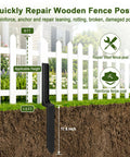 Heavy Duty Fence Post Repair Kit With Rock Solid H Shaped Steel Extenders And Dead Simple Ground Spike Anchors To Keep Your Outdoor Boundary Posts Upright, shown in dimensions 17.6 inches.
