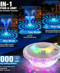 Cool 8000mAh Rechargeable Pool Fountain With Lights For Above Ground Pools Floating Water Pump With Anchor