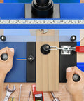 Top view of Rail Guide Coping Sled for Router Table with Three Pack Roundover Bits Pro Grade Delivers Precise Clean Joints for Cabinet Doors