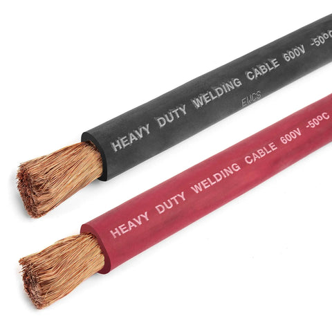 Two Zero Gauge Premium Extra Flexible Welding Cable For 600 Volt Systems Red And Black Combo Pack Ten Feet Of Each Color Made In The USA
