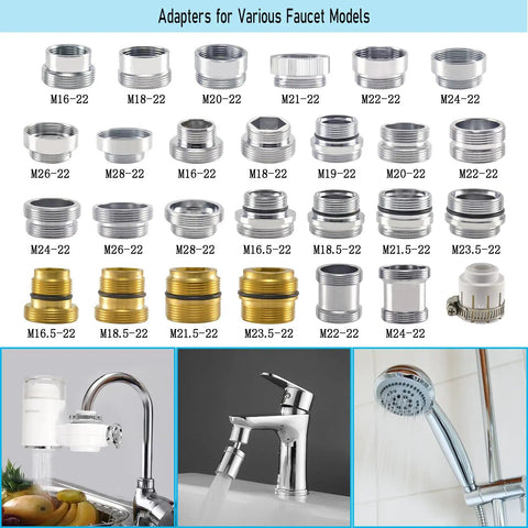 Durable Brass Faucet Aerator Adapter For A Quick M18.5 Male To M22 Kitchen Sink Swap With Scratch Resistant Chrome Finish displayed.