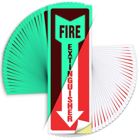 Fire Extinguisher Sign Sticker Set Of 36 4 By 12 Inch 5 Mil Vinyl Self Adhesive Weatherproof Bright Red And White Photoluminescent