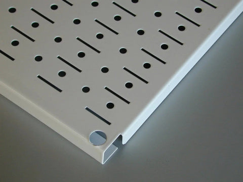 Close-up of Heavy Duty Metal Pegboard Set Two Panels 32 Inch Tall By 16 Inch Wide Black For Garage Gear Organization Durable Wall Mount