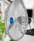 Beefy Deluxe Wall Mount Fan 30 Inch Diameter With Fixed And Oscillating Head 3 Speed 10000 CFM At 1100 RPM Half HP Tilting Head Indoor Use